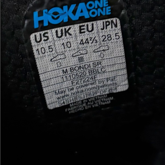 Hoka One One Bondi Maximum Cushion Men's Black Sneakers Shoes Sz 10.5 - Picture 7 of 9